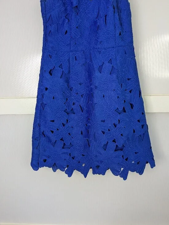 Saylor x Free People Jessa Foil Lace Dress Royal Blue Mini Dress Summer Size XS - Picture 7 of 16